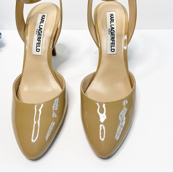 Karl Lagerfeld Jaclyn Patent leather pumps Size 6.5 Nude neutral pointy toe - Picture 4 of 9
